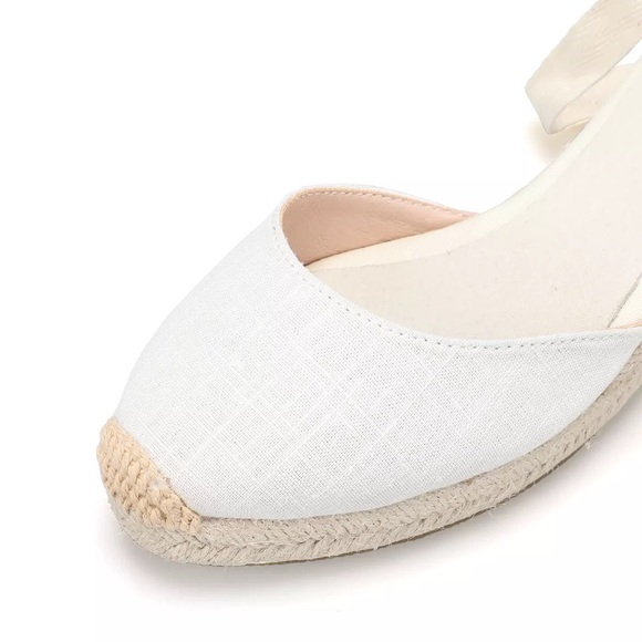 Ankle Tie Espadrille Wedges - Picture 2 of 9